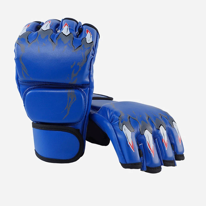 Kick Half Fingers Leather Mens Boxing MMA Gloves